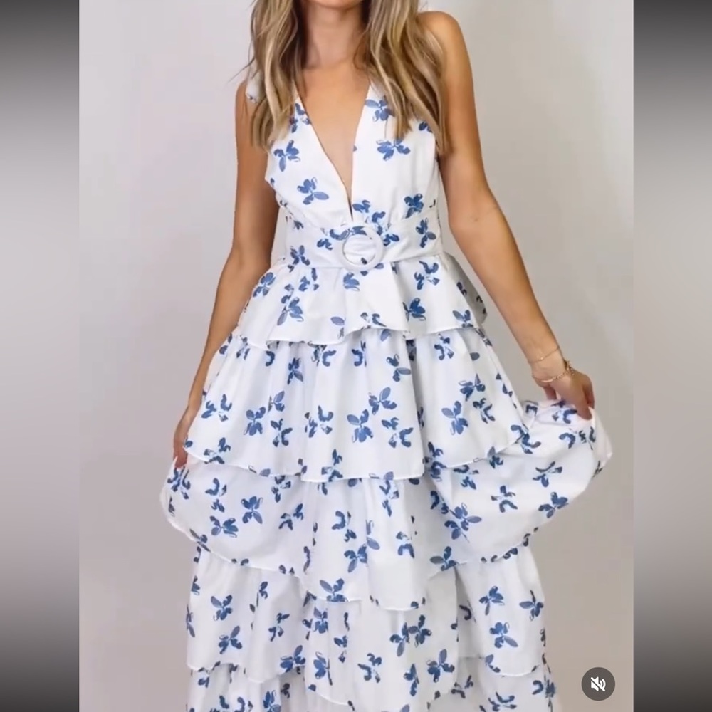 White and Blue Maxi Dress!